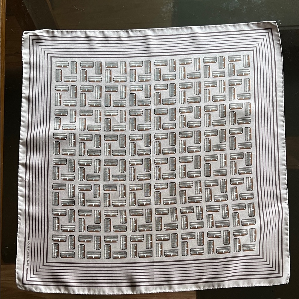 Authentic Vintage Louis Vuitton Silk Square Scarf LV Luggage Motif